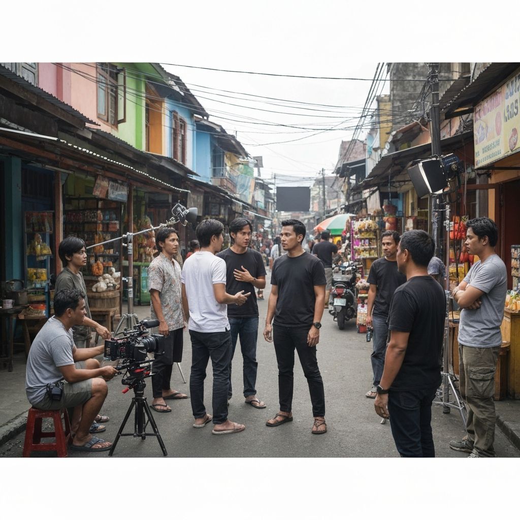 Behind-the-scenes of Indonesian film production showcasing authentic cultural storytelling process